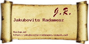 Jakubovits Radamesz névjegykártya